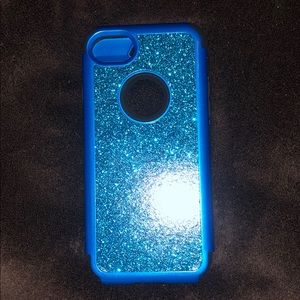 Blue glittery phone case